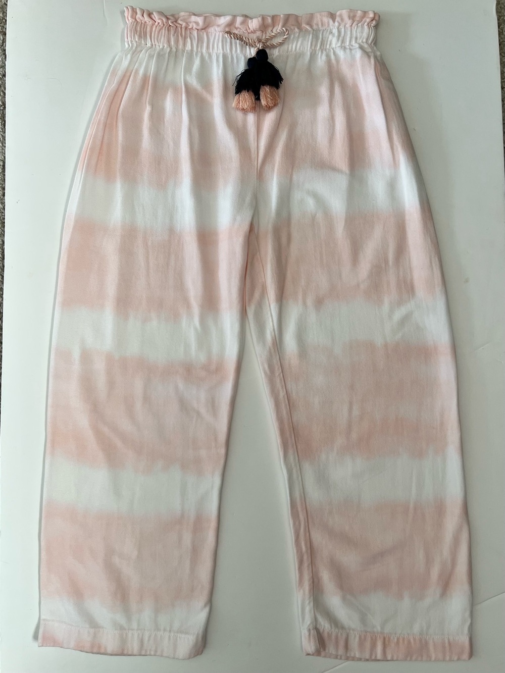 Girls Jessica Simpson Pink and White Tie-Dye Lounge Pants with Tassel